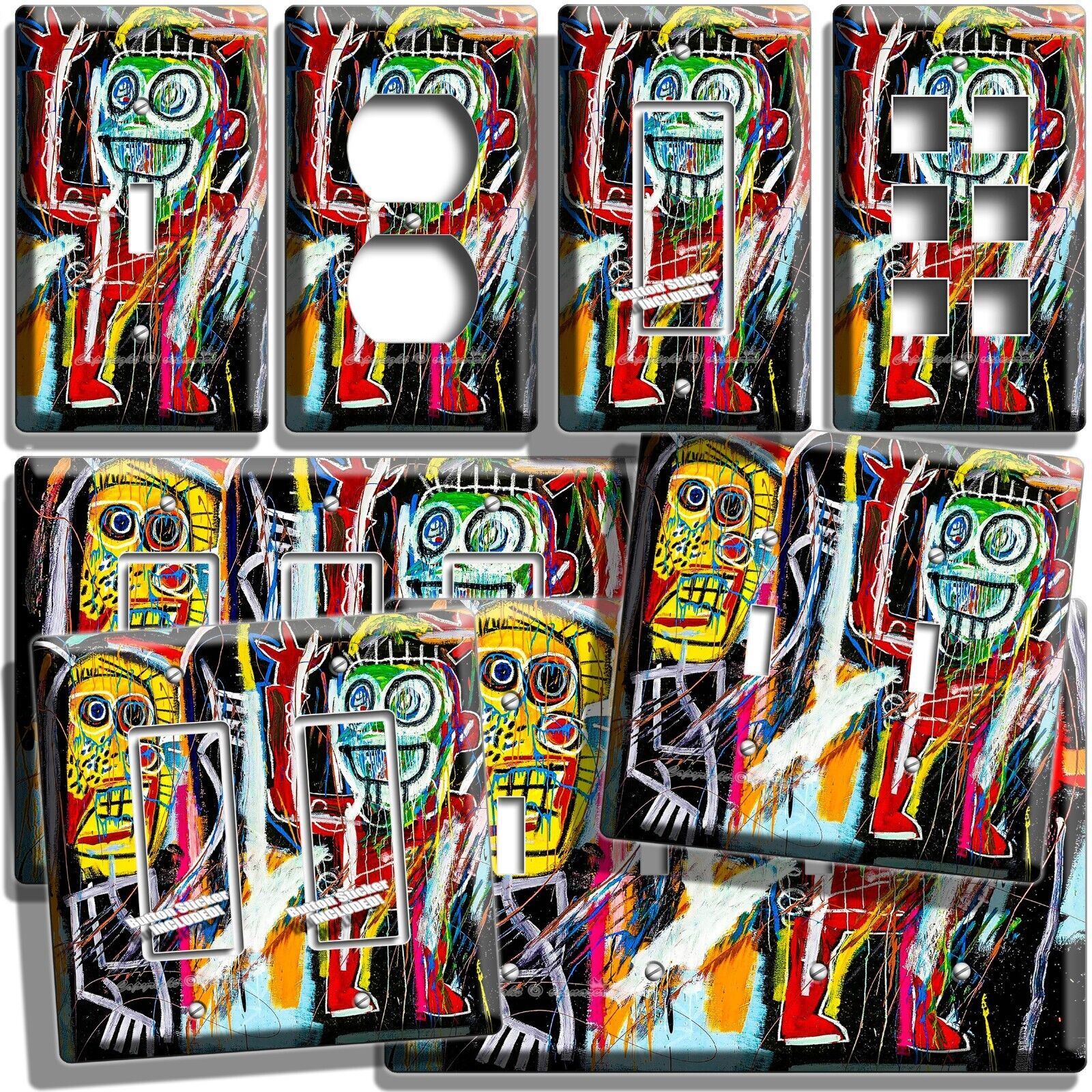 MICHEL BASQUIAT INSPIRED DUSTHEAD LIGHT SWITCH OUTLET WALL PLATE STUDIO ROOM ART