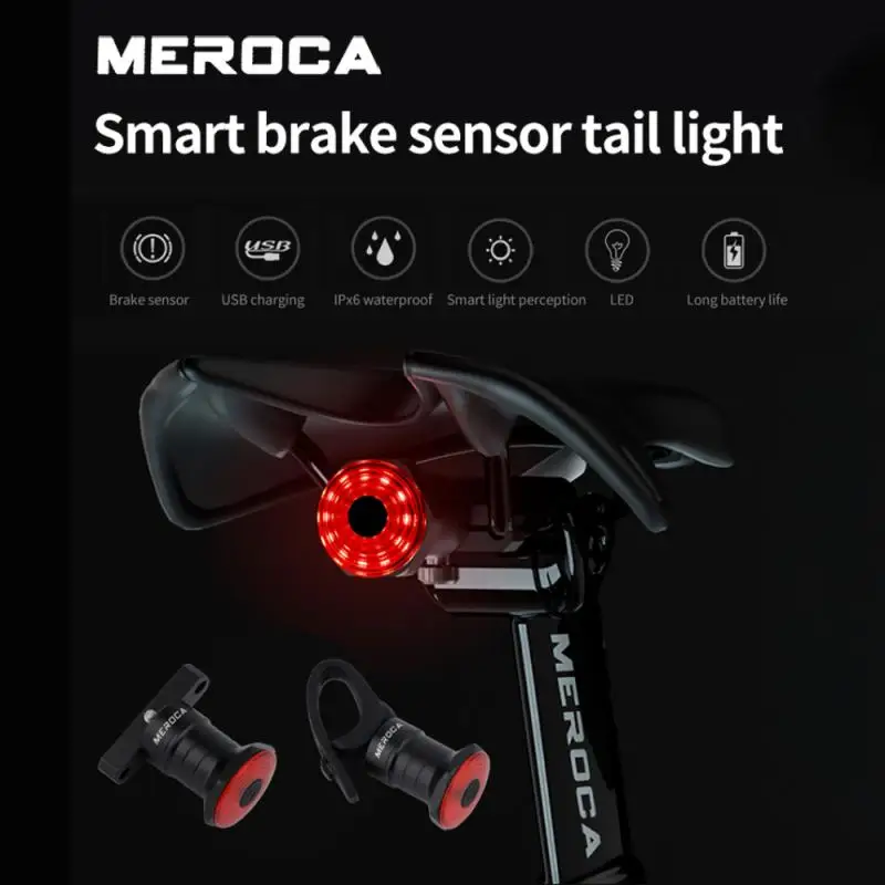 MEROCA Smart Bicycle Taillight IPx6 Waterproof LED Charging Bicycle Smart Auto - £8.19 GBP+