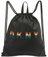DKNY Pride Embossed Logo Drawstring Backpack Bag Crossbody Black MSRP $1... - £38.53 GBP