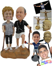 Personalized Bobblehead Lovely Hiker Couple Wearing Casual Attire And Ready To G - £120.64 GBP