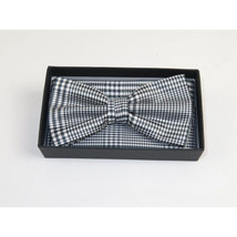 Men Bow Tie Hankie Formal Tuxedo, Business Suit #BT43 Black White Hounds tooth image 4