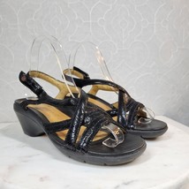 Clarks Unstructured Womens Strappy Sandals 6.5 Black Leather Crisscross ... - $37.15