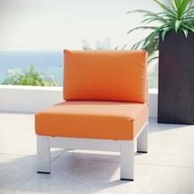 Shore Armless Outdoor Patio Aluminum Chair Silver Orange EEI-2263-SLV-ORA - £334.11 GBP