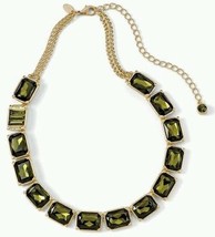 Lia Sophia Versailles Olivine Necklace Emerald Gold Cut Crystal18&quot;-23&quot; Orig$158 - £47.44 GBP