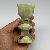 269.9g, 3.9&quot;x1.9&quot;, Natural Green Onyx Candle Holder Gemstone Hand Carved, B32086 - £31.57 GBP