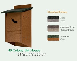 40 Colony LARGE BAT HOUSE Backyard Mosquito Control USA Handmade Recycle... - £86.89 GBP+
