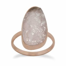 14K Rose Gold Plated Large Rough Cut Rose Quartz Solitaire Ring Gift Anniversary - £90.10 GBP