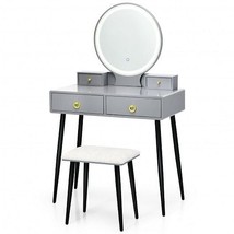 Vanity Table Set with Mirror-Gray - Color: Gray - $193.63