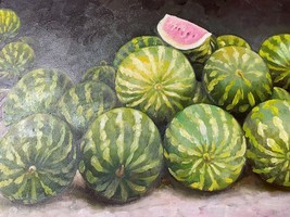 Mariano C. Miguel (Phillipines) 1980s Original Oil Painting Watermelons - £197.22 GBP