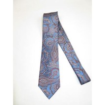 Men's 100% Silk Necktie By Bruno Piattelli Paisley Floral Fancy BP27 Blue Brown image 2