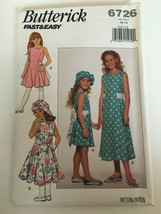 Butterick Sewing Pattern 6726 Dress &amp; Hat Girls Fast &amp; Very Easy Size 12 14 UC - £9.47 GBP