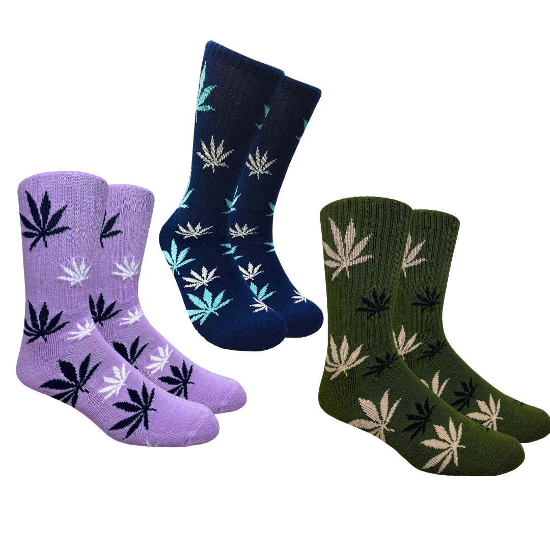 Cannabis Leaf Patterned Socks (Adult Large - Men's Shoe Sizes 8-12)