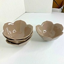 Pier 1 Brown Floral Shaped Scalloped Decor Bowl 6.25&quot; Set of 4   - $15.84