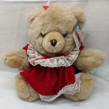 A Fiesta Toy 10.5&quot; 2A&#39;SST Bear With Red Dress Red Bow Gift Plush - £15.76 GBP