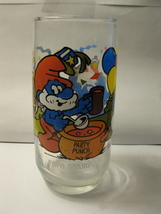 1983 Peyo Smurfs glass - &#39;Party Punch&#39; Papa Smurf - £7.90 GBP