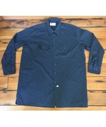 Dickies Workwear Navy Blue Long Sleeve Polyester Cotton Button Up Mens 2... - £23.69 GBP