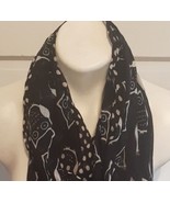 Owl Polka Dot Scarf Black White Lightweight Rectangle 72x21 by Cato - £11.75 GBP
