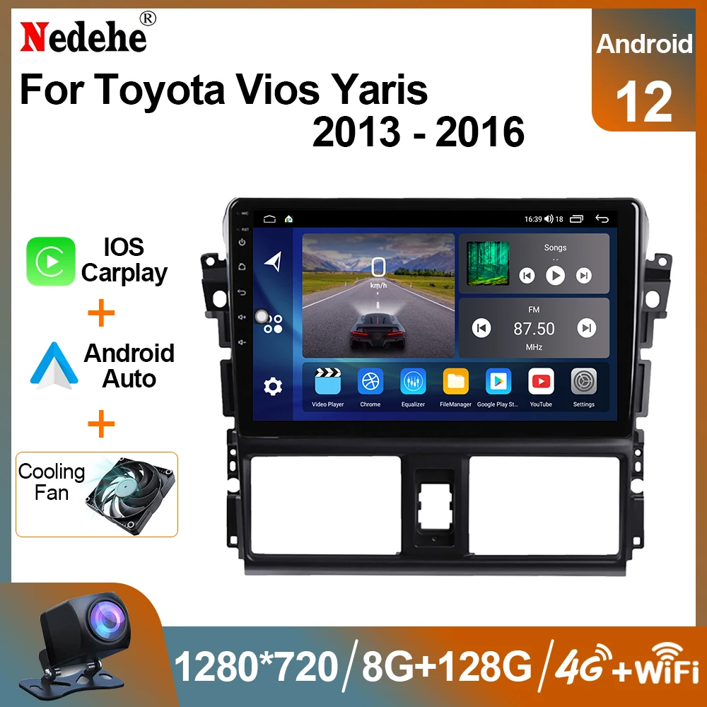 8G 128G Car Radio Android 12 Carplay For Toyota Vios Yaris 2013 - 2016 - £114.96 GBP+