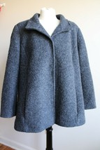 Lands End 18 Fuzzy Wool Blend Charcoal Gray Snap Front Coat Jacket - £18.83 GBP