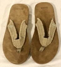 Men Sanuk Fraid Not ST Flip Flops  Size 12 Sandal Model 1116736 Natural - $34.64