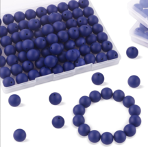 Navy Blue 15mm Round Silicone Beads for DIY Crafts Keychain Making 2mm hole - £6.02 GBP