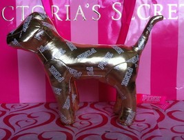 Victoria&#39;s Secret Pink Nation Fashion Show 2014 Metallic Gold White Logo Dog NIP - £16.02 GBP