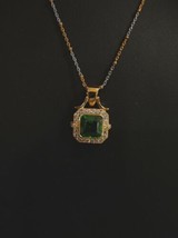 14k Oro Amarillo Chapado 3.50ct Imitación Diamante Esmeralda Collar con Colgante - £81.78 GBP