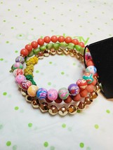 Ophelia Roe Bracelet Arm Candy Pinks Green Gold Beads Discs New Floral Beads - £11.36 GBP