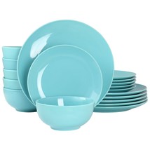 Elama Luna 18 Piece Porcelain Dinnerware Set in Blue - £61.68 GBP