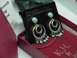 QVC Kenneth Jay Lane&#39;s Social Circles Turquoise Dangle Earrings New Box &amp; Papers - £78.84 GBP