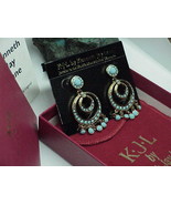 QVC Kenneth Jay Lane&#39;s Social Circles Turquoise Dangle Earrings New Box ... - $98.99