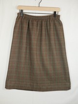 Vtg Alfred Dunner Women&#39;s Brown Pleated Plaid Skirt Size 12 USA Pockets - £11.98 GBP