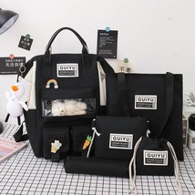 5Pcs/set Canvas School BackpaWomen Lovely School Bags for Teenage Girls Bookbags - £44.10 GBP