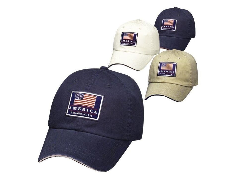USA Flag Khaki Golf Hat - Free Masters BM w/ Purch - Dorfm Pacific - $22.26