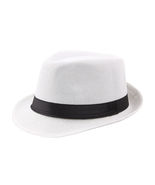 HOT White Straw Jazz Fedora Hat Trilby Cuban Sun Cap - Panama Short Brim... - £15.12 GBP