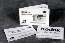 KODAK Advantix F350 instruction book with warranty and survey info. - $3.00