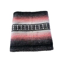 Vintage Textile Pink Black Blanket Throw Serape Made in Mexico - $19.79