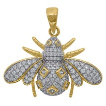 2Ct Round Cut Lab-Created Diamond Honey Bee Pendant 14k Yellow Gold Plated - £235.00 GBP