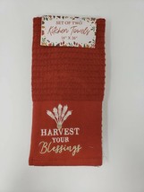 Set of 2 Kitchen Dish Towels - New - Harvest Your Blessings - $13.19