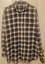  Ralph Lauren Chaps Flannel Long Sleeve Shirt XL Blue Gray White Plaid - $14.55