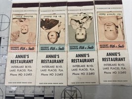 Lot Of 4 Matchbook Covers Annie’s Restaurant  Lake Placid, FL  gmg  Unst... - £17.34 GBP