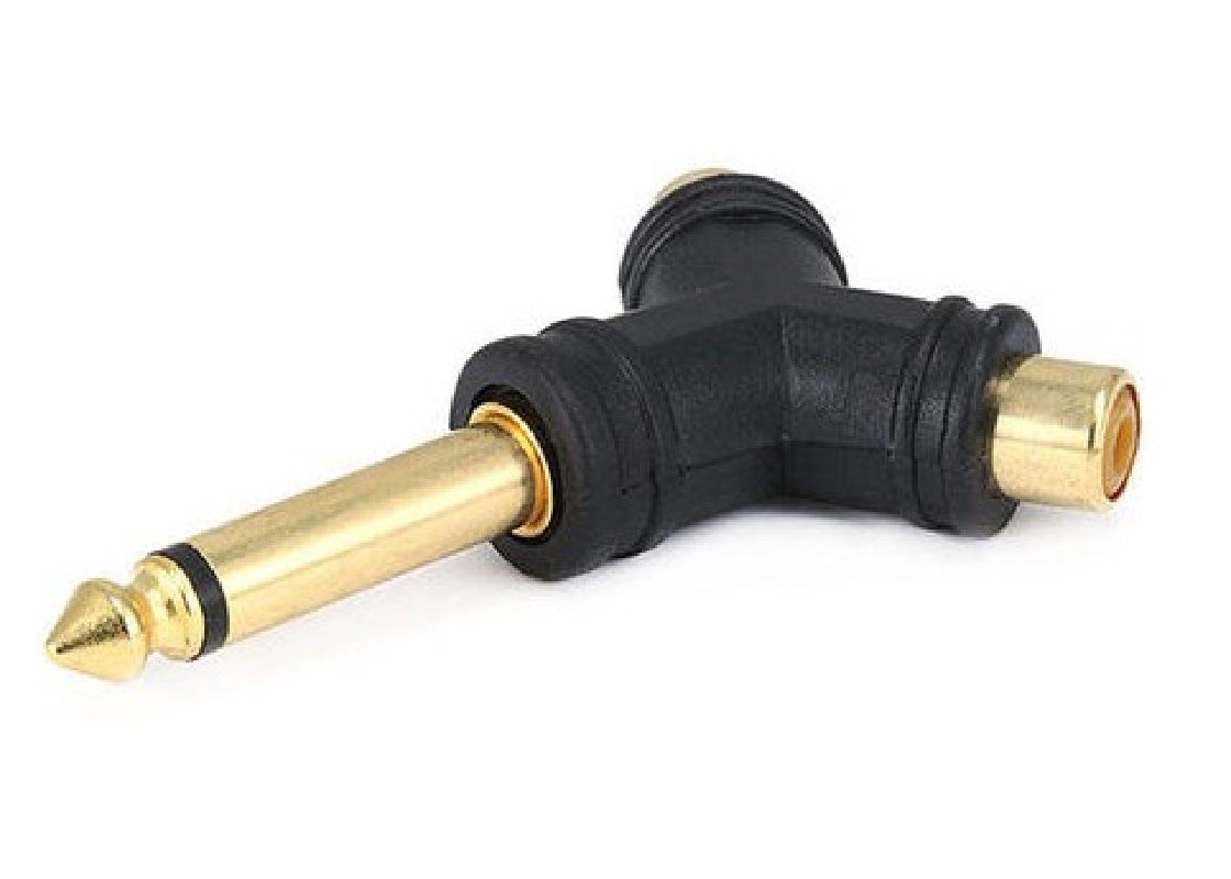 6.35mm (1/4 inch) TS Mono Plug to 2x RCA Y-Type Jack Splitter Adapter - Gold Pla - $3.00