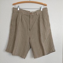 Eddie Bauer Men's Golf Shorts Size 36" 9.5" Inseam Brown Tan Linen Cotton Weave - $24.74