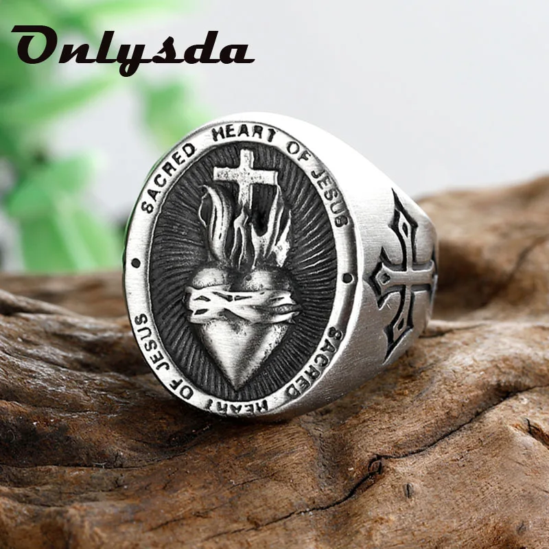 Vintage Dropshipping Stainless Steel Ladies Mens Biker Punk Sacred Heart Of Jesu - £13.03 GBP