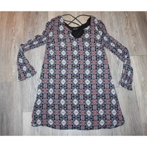 Womens BOHO Chic Shirt Dress Long Sleeve Geometric  Design Size S Dee Elle - £22.11 GBP