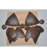 NEW Teresa Goodall Mixed Material Large Brown &amp; Gold Tone Pierced Earrings - $19.79