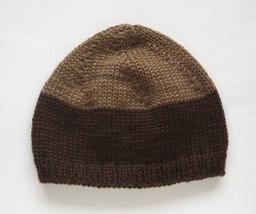 two-shade brown soft merino wool mens beanie eco-friendly - £20.46 GBP+