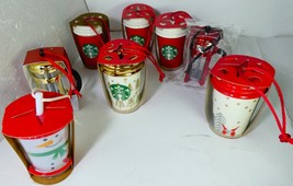 Starbucks Set 8 Christmas  Ornaments (Golden tree,Red Cup 2017  &amp;) with Sku ,New - £442.47 GBP