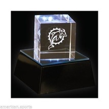 MIAMI DOLPHINS Light up Square Logo Crystal laser Cube With base. Old logo  New - £17.75 GBP