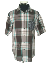 Enyce Clothing Co. Men&#39;s Size Large Shirt Button Front Brown Plaid Contrast Trim - £15.19 GBP